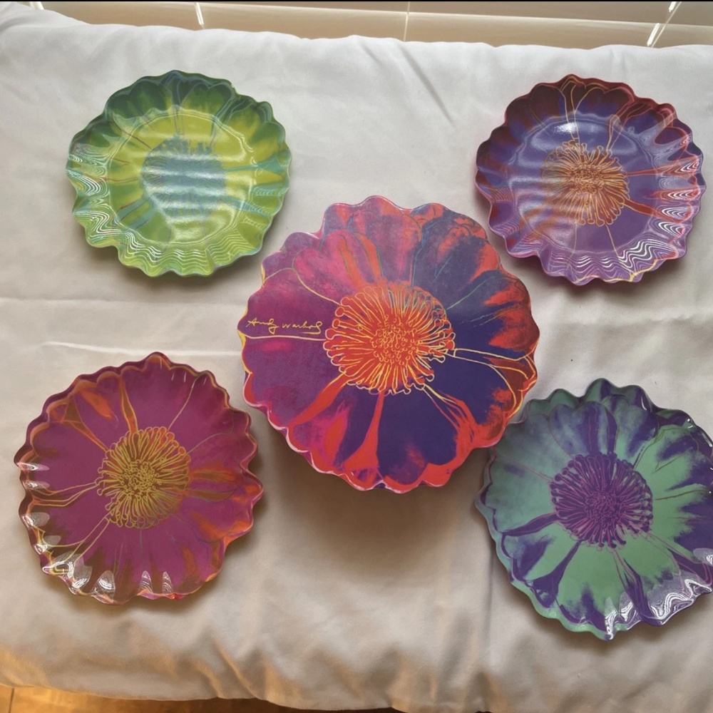 Vintage Andy Warhol melamine Snack Plates With Holder